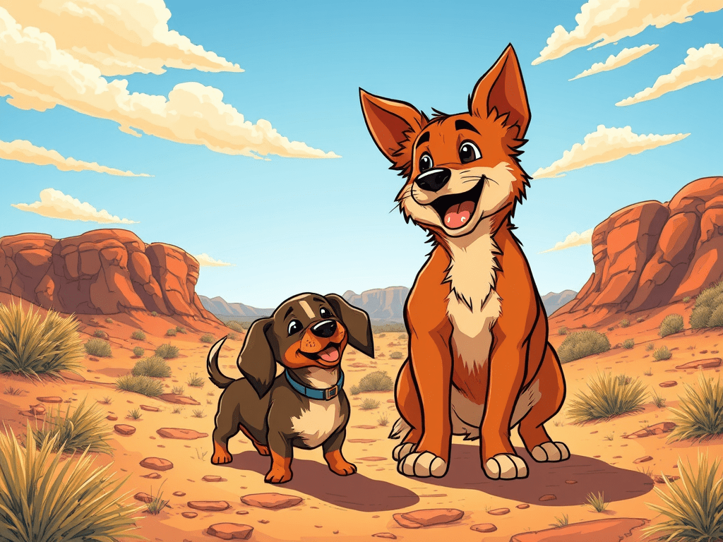 The current image has no alternative text. The file name is: happy-red-cattle-dog-small-dashund-in-australian-outback.png